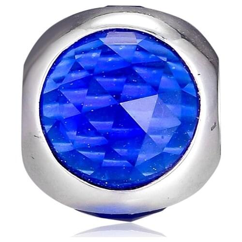 Wholesale 925 Sterling Silver Radiant Droplet Royal Blue Crystal Beads Charm for Jewelry Making Fits Original Bracelet Berloque