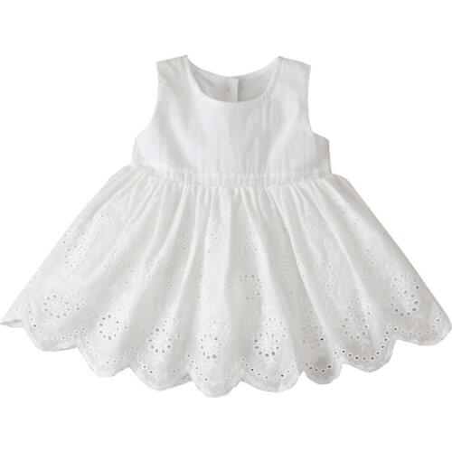 0-4Y Summer Kids Baby Girl Dress Sleeveless Lace Floral Solid Princess Pageant Party A-Line Dress Clothes