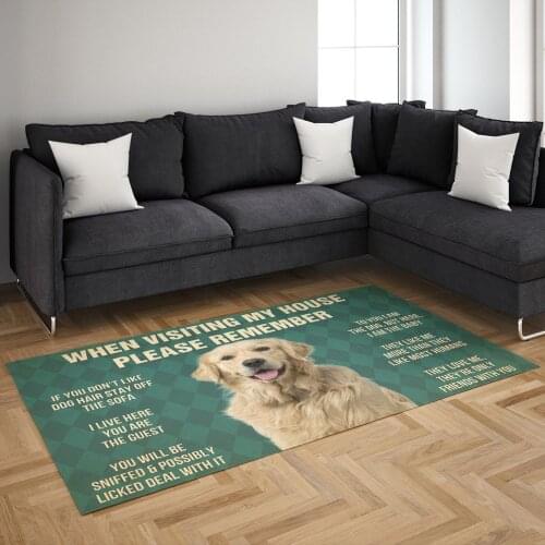 Please Remember Golden Retriever Dog Carpet Floor Mat Rug Non-slip Mat Dining Room Living Room Soft Bedroom Carpet