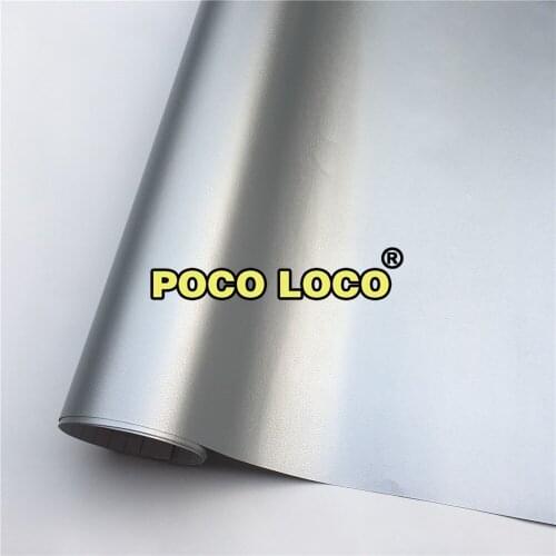 Silver Leather PVC Vinyl Car Furniture Wrap Self Adhesive Stretch Decal DIY External Decorations