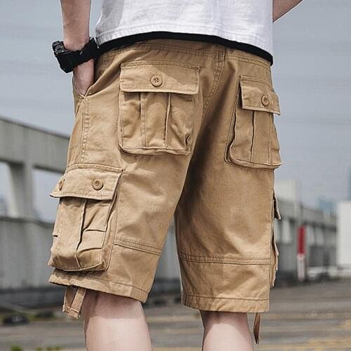2021 Summer Mens Shorts New Fashion Loose Multi-pocket Shorts Solid Color Large Size Sports and Casual Mens Cargo Shorts