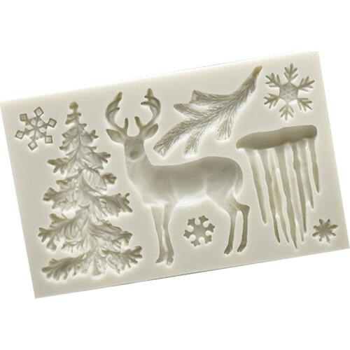Christmas Tree Elk Snowflake Shape Silicone Mold for Handmade Cake Decorate Chocolate Fondant Candle Mould Baking Tools Party