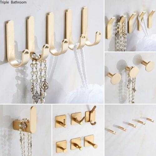 Light Luxury Copper Clothing Rack Hook Bathroom Punch-free Wall Hook Towel Storage Hook Up Accessories Home Shelf Organizer
