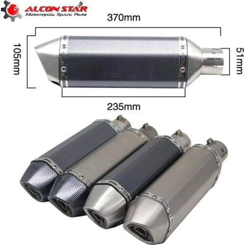 Alconstar 35-51mm Universal Motorcycle AK Exhaust Modified Muffler Pipe Scooter Pit Bike Motocross For R1 ER6N CBR250R