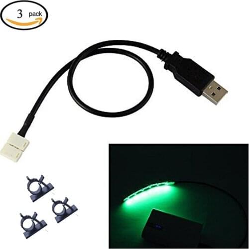 USB LED Light Strip Connector USB to 2 Pin 8mm Solderless Quick Connectors DIY 5V DC Single Color 2835 3528 LED Ribbon Light