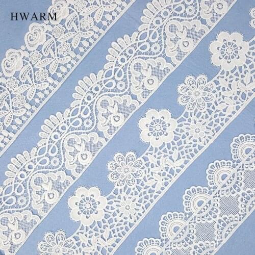 High Quality New White Hollow Water Soluble Milk Silk Curtain Lace Fabric Elastic Bar Code Wedding Sofa Home Textile Accessories