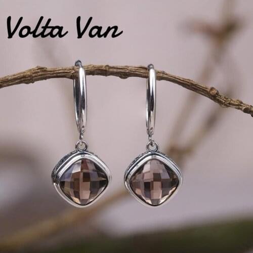 Volta Van 925 Sterling Silver Drop Earrings Citrine Pendientes Plata 2021 New Elegant Trendy Creativity Hollow Concise Earrings
