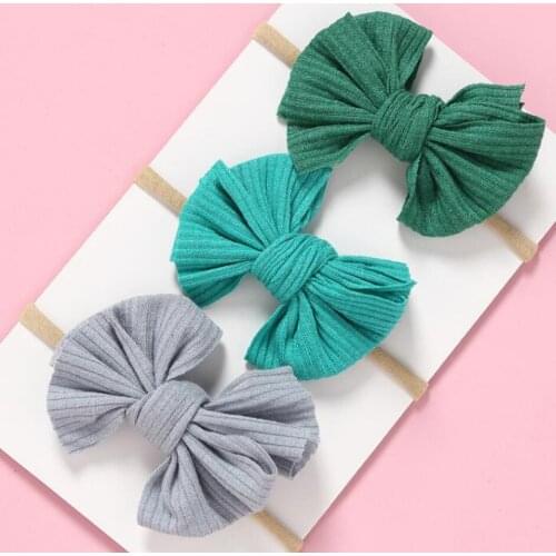 Bulk Cute Bow Knitted Headbands for Girls Stretchy Hair Accessories Fashion Elastic Wool Knitted Wide Turban Head Wrap Hairbands