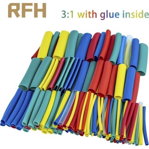 3:1 Heat Shrink Tube With Glue Inside 90 PCS 8 Size 1.6/2.4/3.2/4.8/6.4/7.9/9.5/12.7mm Wrap Wire Cable Kit