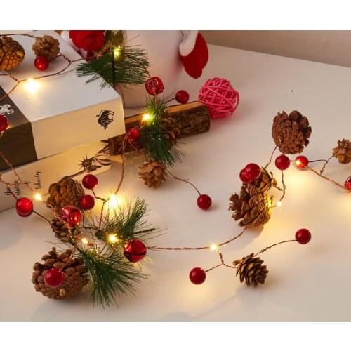 3m 30leds Pumpkin Pine Cone Light String Christmas Decorations for Home Wedding Holiday Lighting Battery Power Remote Garland