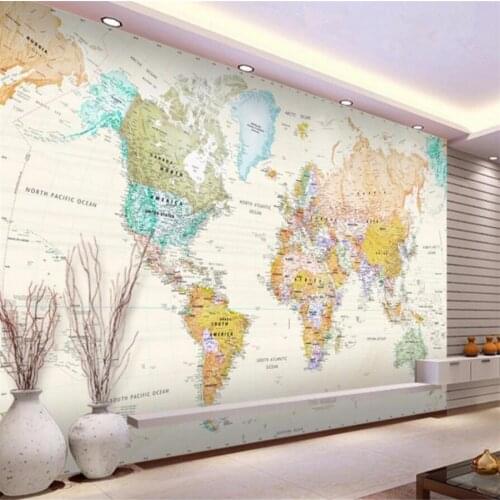 Custom wallpaper 3D murals exquisite light color version of the world map decorative painting wall paper papel de parede 3d обои