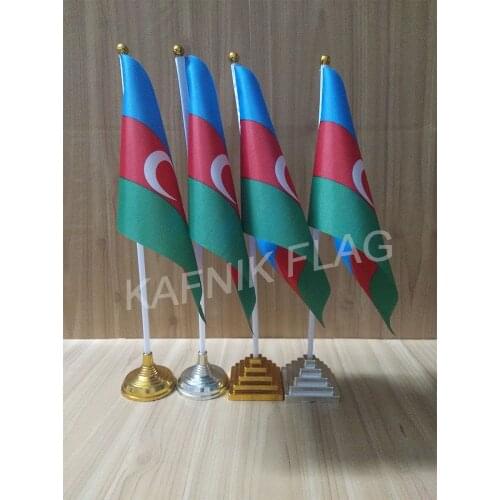 KAFNIK,5/10pcs a lot Azerbaijan table desk flag banner 14*21cm flag /Plastic flags or suction cups for your choice