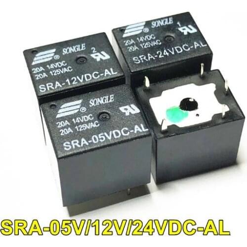 5pcs 4pin DC Power Relay SRA-05VDC-AL SRA-12VDC-AL SRA-24VDC-AL 4Pin PCB Type In stock Black Automobile relay