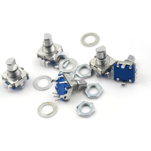 5Pcs EC11 Encoder Switch With Push Button Switch 30 Position Rotary Encoder Code Switch 5pin Plug-in Type 12mm Half Shaft