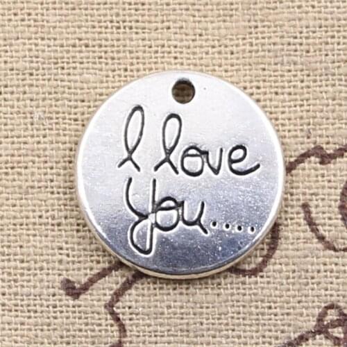 5pcs Charms Circle Plates I Love You 20x20mm Antique Making Pendant fit,Vintage Tibetan Silver color,DIY Handmade Jewelry