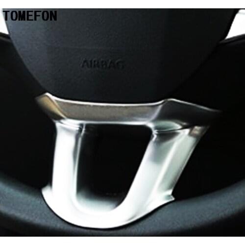 TOMEFON Car Auto Cover Styling For PEUGEOT 308 2014 2015 2016 ABS Chrome Steering Wheel Decorative Cap Sticker Accessories Trim