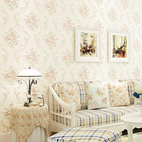 Beibehang High quality pink blue wallpaper roll retro European style bedroom living room TV background big flower 3d wallpaper