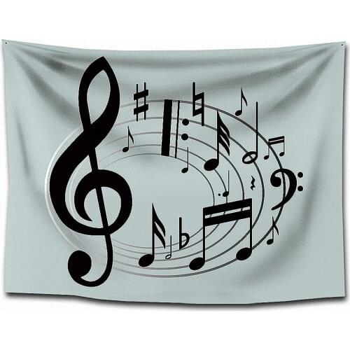 Big Musical Notes Hip Hop Rock Retro Polyester Tapestry Wall Stickers Rock Reggae Flags Banners Hanging Paintings Wall Decor C