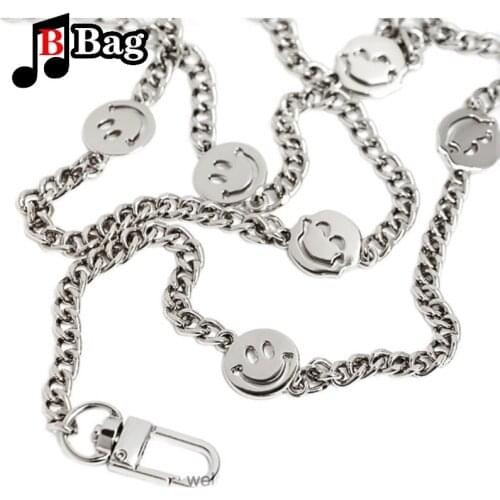 6mm chain light gold silver black smile expression metal bag chain handbag chain accessories strap DIY Fashion Decorate chain