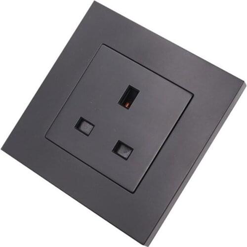 Black/ Gold UK Socket PC Panel UK Standard Wall Power Socket Wall Outlet 86*86mm