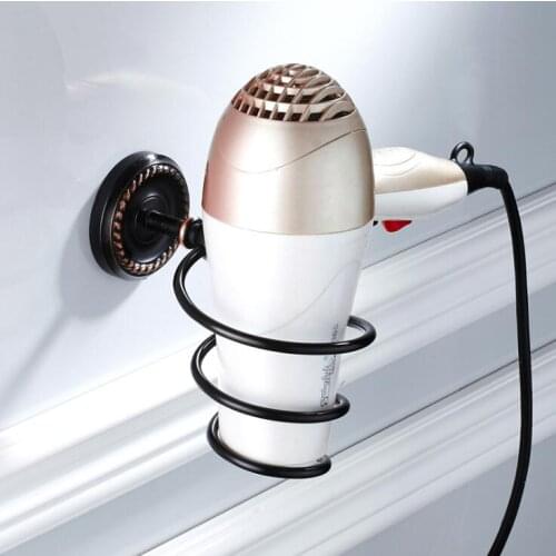 Black Bathroom Shelves Antique Brass Wall Mount Hair Dryer Rack Hair Dryer Bathroom Shelf Holder Bathroom Fittings Brush Holder