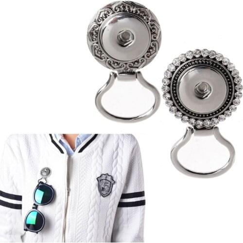 Flower Button Rhinestone Eye Glass Sunglass Holding Snap Magnetic Brooch Jewelry E15E