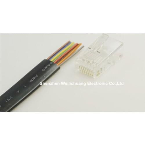 DIY 1 meter UL26251 Flat cable 8 Conductor plus 10pcs Modular Plug Network Connector RJ45 8P8C Crimp Connector