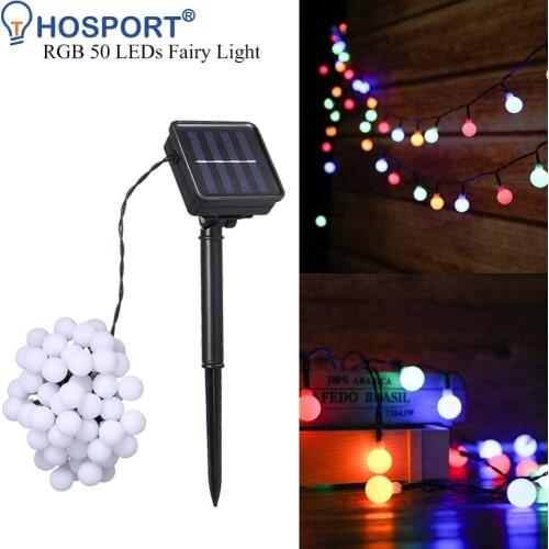 50LED Balls Solar Light String Lights Waterproof Outdoor Decorative Garland Lamps for Garden Party Wedding Christmas Decoration