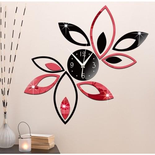 Hot sale sitting room adornment 3 d bracket clock DIY fashion wall clock double color lotus clock