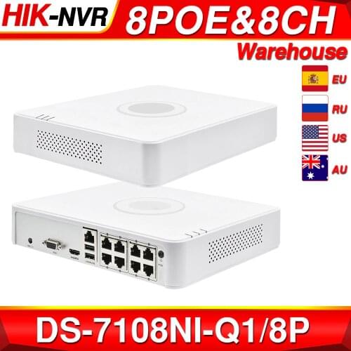 Hikvision Original NVR DS-7108NI-Q1/8P 8CH POE NVR 6MP View 4MP Record H.265+ SATA for POE IPC Security Network Video Recorder