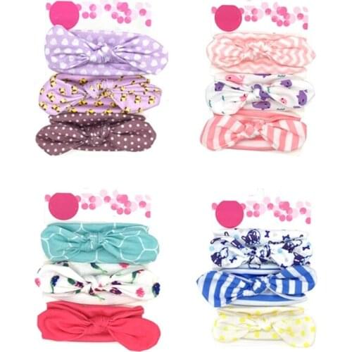 3 Pieces Baby Girls Cotton Hair Bows Headbands Elastic Cute Hair Band Hair Decoration Accessories for Infants Newborn H3CD