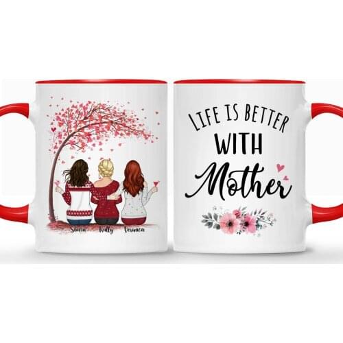 Custom Made Mother & Daughters Personalized Mug Colorful Coffee Cups Mugs Mothers Day RR2034