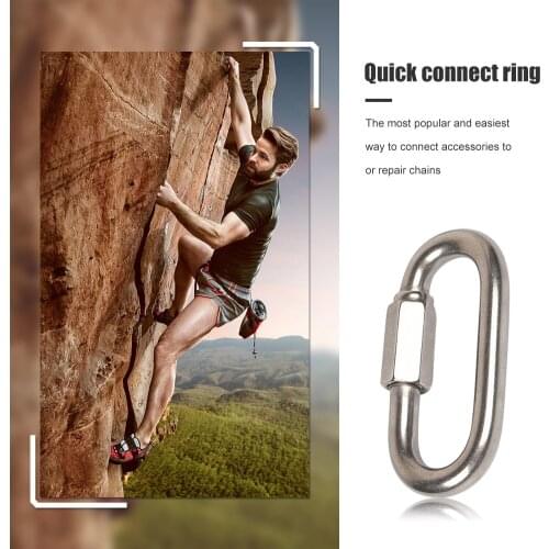 Stainless Steel Screw Lock Climbing Gear Carabiner Quick Links Chain Climbing Carabiner Snap Hook Ourdoor Mountaineering Tool