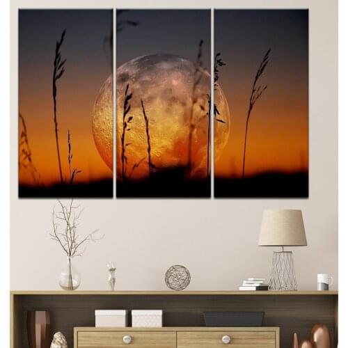 Canvas Painting Blight and moon sunset 3 Pieces Wall Art Painting Modular Wallpapers Poster Print for living room Home Decor