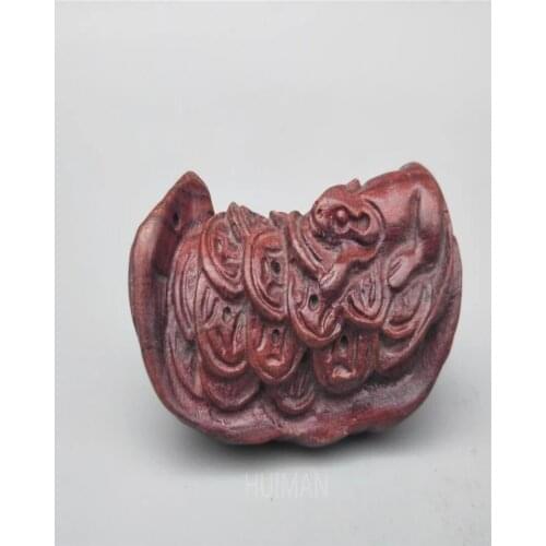 China Wood Carving Wealth Mouse Small Statue