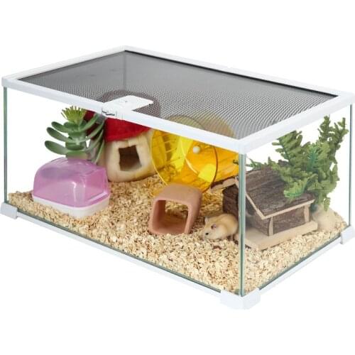 Hamster Cage Transparent Glass Feeding Box Djungarian Hamster Nest Hedgehog 47 Basic Cage 60