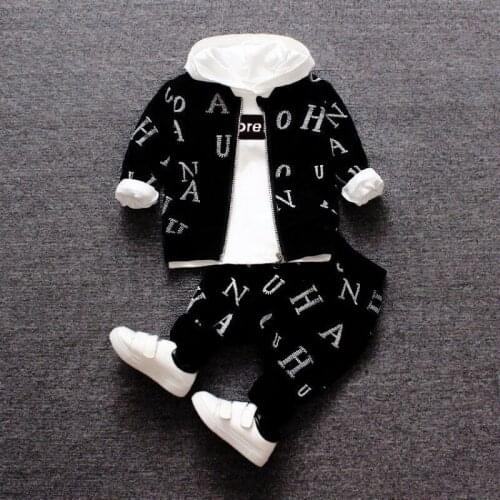 BibiCola Boys Clothing Set Spring Autumn 0-3y New Fashion Cotton O-Neck Cartoon Bear Print Baby Boy Clothes Children Tracksuit