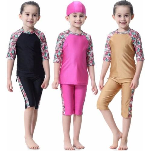 Three-piece Suit Muslim swimwear Islamic swimsuit Childrensl clothes for children for girls