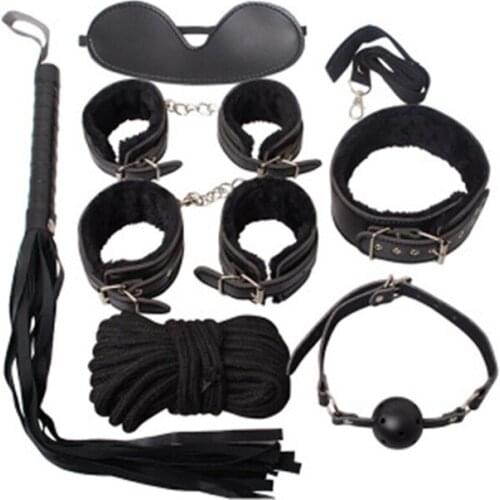 Erotic Sex Toys For Adult Game Leather Erotic BDSM porn Kits Bondage Handcuffs Sex Game Whip Gag Nipple Clamps SM Bdsm sexy Toys