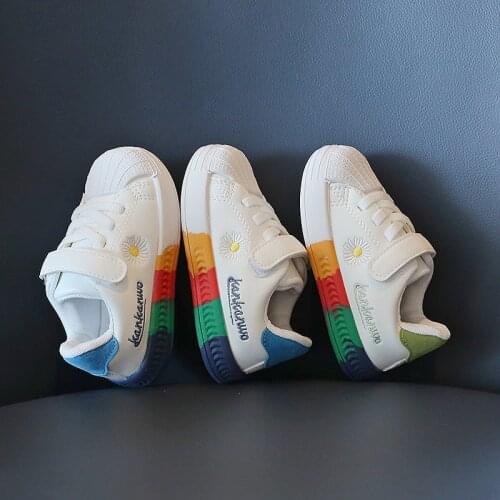 2021new childrens fashion sneakers new boys girls sport shoes casual white shoes for kids Spring/Autumn Rubber Unisex size21-30