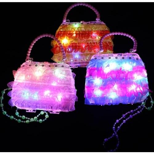 Cute Fashion Lace LED Blinking Bag Light Luminous Toy Girls Children DIY Flash Handbags Birthday Gifts Glow Party Supplies