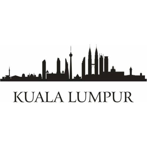 KUALA LUMPUR City Decal Wall Sticker Vinyl Stickers Decor Mural Art Living Room Home Decoration Landmark Skyline Wall Decal