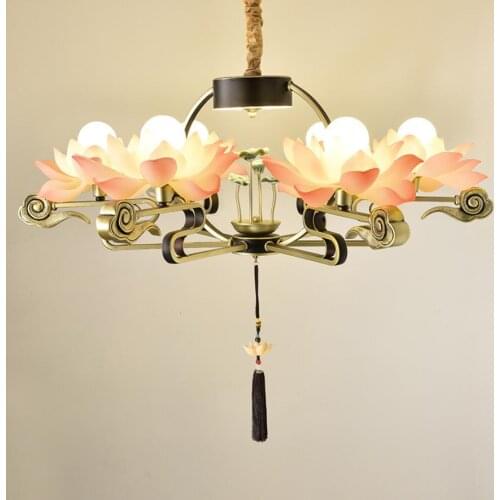 Chinese Style Chandelier Home Villa Restaurant Elegant Living Room Lamp Chinese Style Reception Room Tea Room Lotus Chandelier