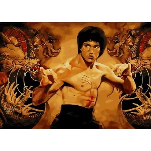 Paints By Numbers Kung Fu star Bruce Lee Pictures Oil Painting By Numbers Set Gift Coloring By Numbers Canvas Wall Set