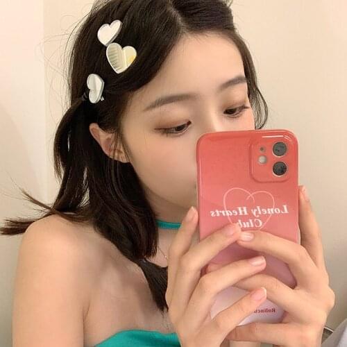 Mirror Silver Color Heart Flower Mini Hair Claw Metal Hair Clip for Girls Women Decorative Hair Accessories Ins Fashion Hairpin