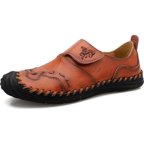 Men Casual Shoes Genuine Leather Velcro Breathable Mens Handmade Fashion Driving Shoes Fawn In The Forest Slip on Moccasins