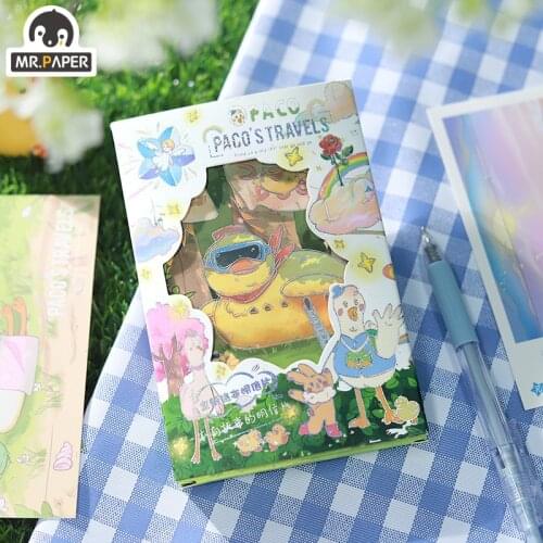 Mr.Paper 30pcs/box Parkers Journey Series Postcards Creative Blessing Writing Greetings Gift Decoration Collage Material