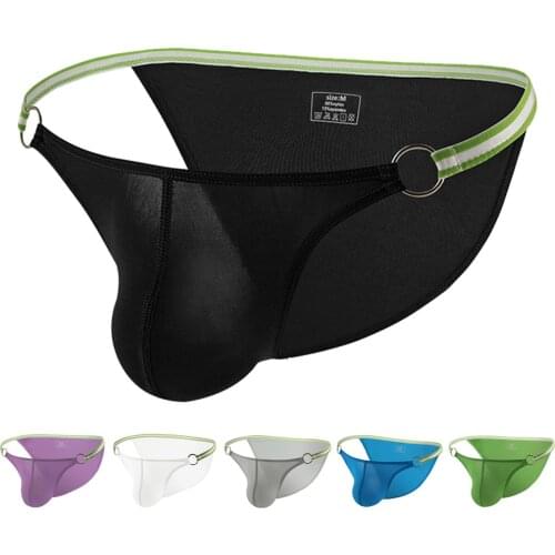 Mens Underwear Sexy Ring Transparent Briefs Penis Bulge Pouch Breathable Panties Perspective Male Bikini Ultra Thin Underpants