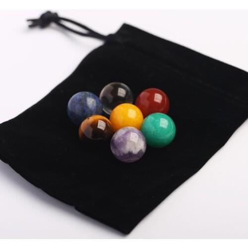 7Pcs Natural Chakra Tumbled Stone Healing Gemstone Rock Mineral Crystal Bead 16mm Home Decoration Ball