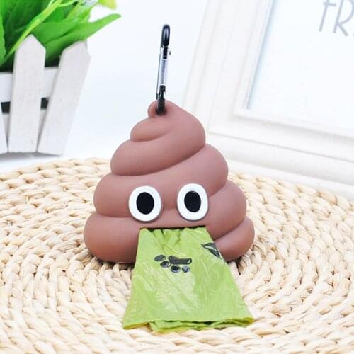 New Pet Poop Bag Holder Cute Shit-Shaped Dog Cat Waste Bags Portable Dog Poop Dispenser Holder Pets Cleaning Product For Outdoor